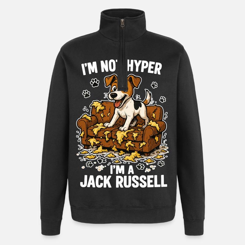 Jack Russell Terrier : Drôle d’Hyperactivité Drôle - Sweat à zip 1/4 - noir