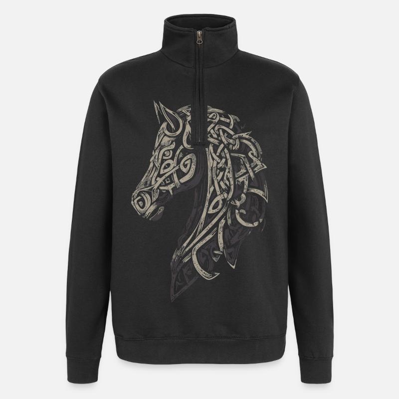 Cheval celtique - Sweat à zip 1/4 - noir