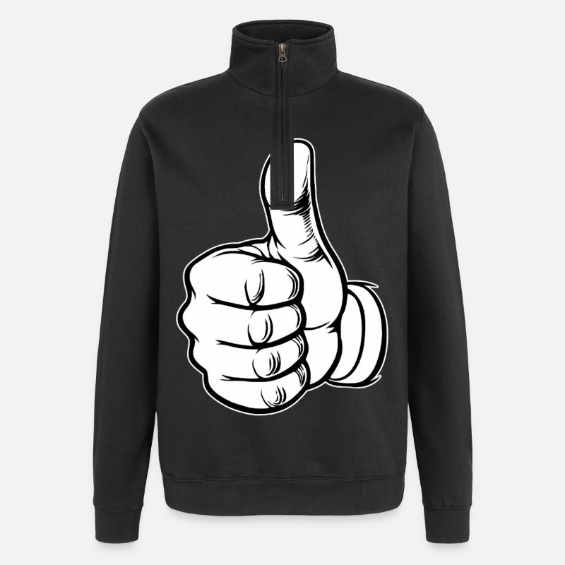OK Daumenhoch Handsymbol  - Quarter-Zip-Sweatshirt - Schwarz
