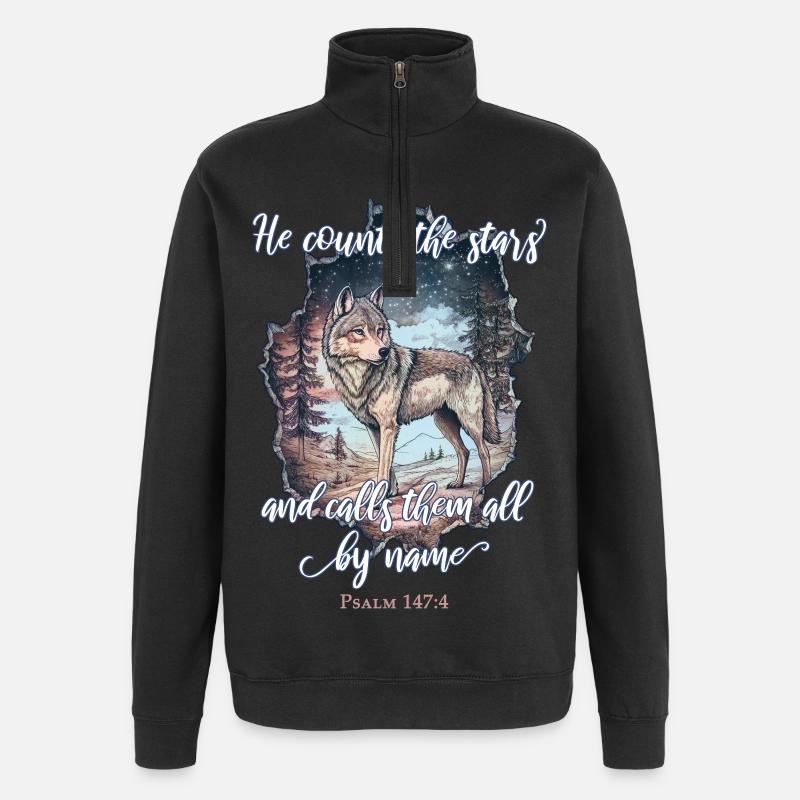 Wolf Christian - Sweat à zip 1/4 - noir