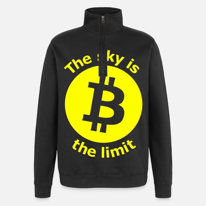 Motif du ciel jaune Bitcoin - Sweat à zip 1/4 - noir