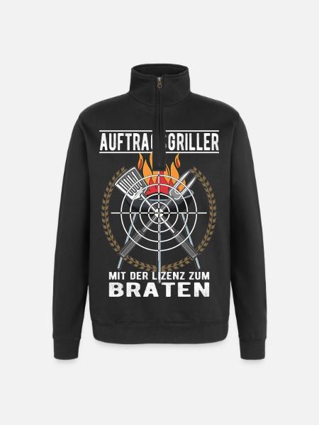 Auftragsgriller - Quarter-Zip-Sweatshirt - Schwarz