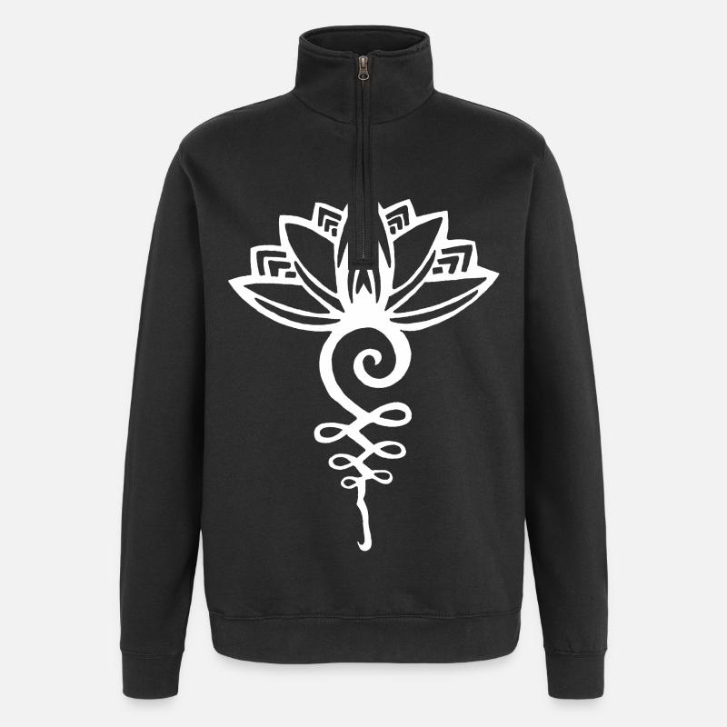 Lotus blanc éternel - Sweat à zip 1/4 - noir