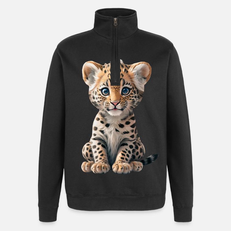 Bébé léopard - Sweat à zip 1/4 - noir