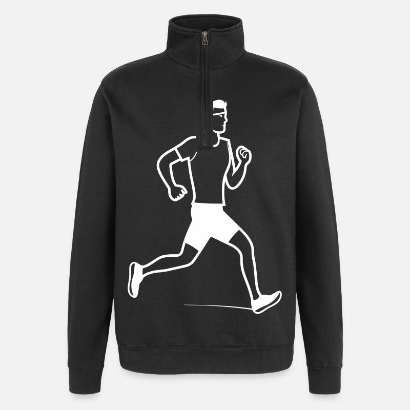 Läufer Junge Strichzeichnung - Quarter-Zip-Sweatshirt - Schwarz