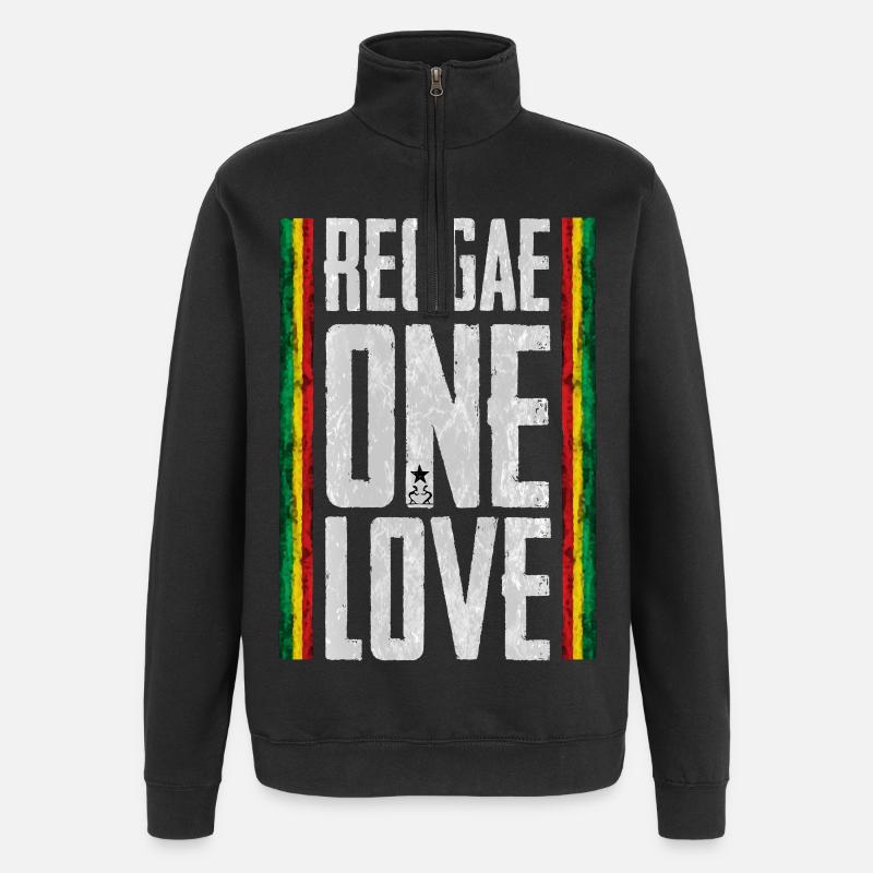 Reggae Love Design avec bannière - Sweat à zip 1/4 - noir