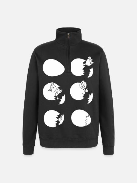 Die Welt entdecken oder nicht (weiß) - Quarter-Zip-Sweatshirt - Schwarz