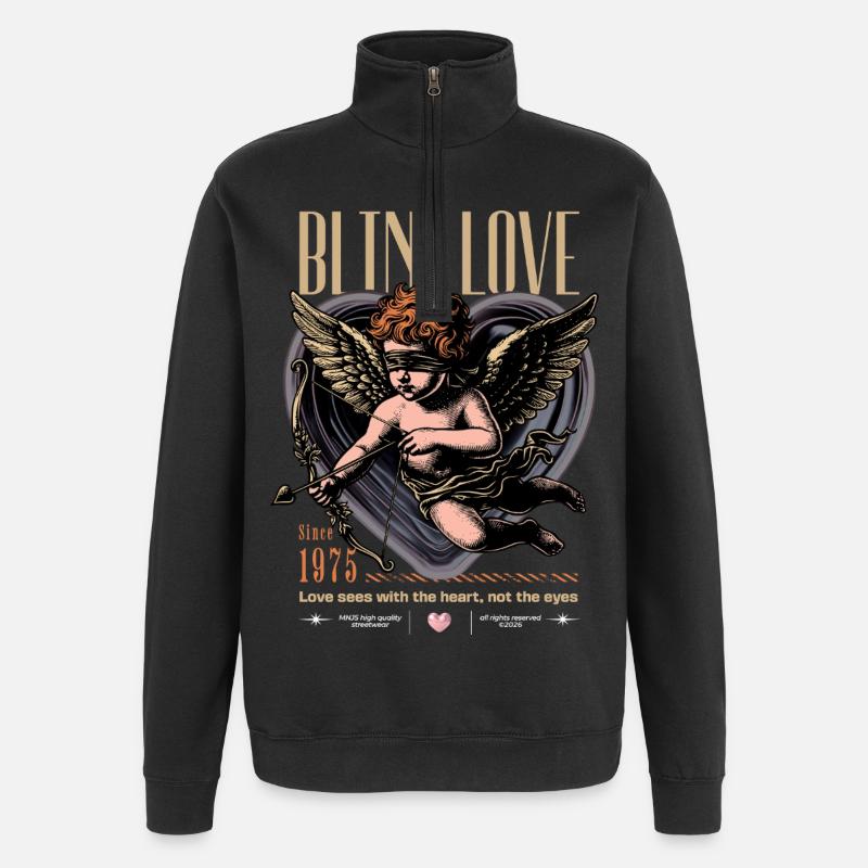 Blind Love 1975 Retro Cupid - Quarter-Zip Sweatshirt - black