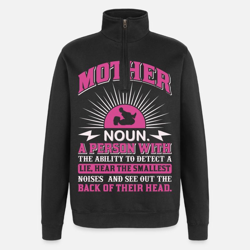 Mutter-Substantiv-Definition Lustiges Mutter-Power-Shirt - Quarter-Zip-Sweatshirt - Schwarz