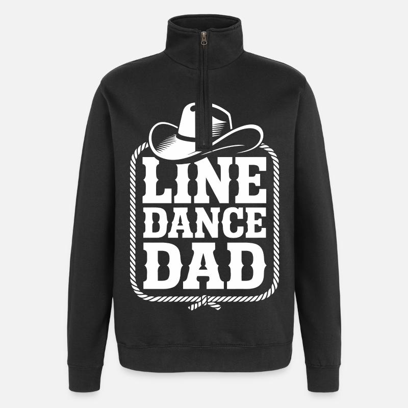 Line Dance Dad Cowboy Motif - Quarter-Zip Sweatshirt - black