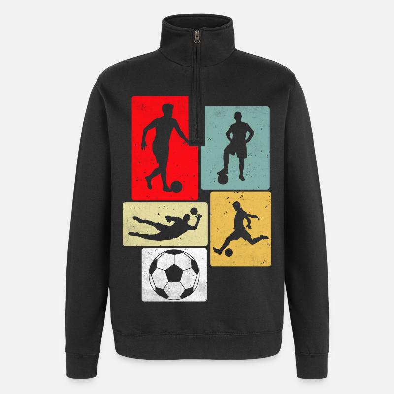 Football rétro - Sweat à zip 1/4 - noir