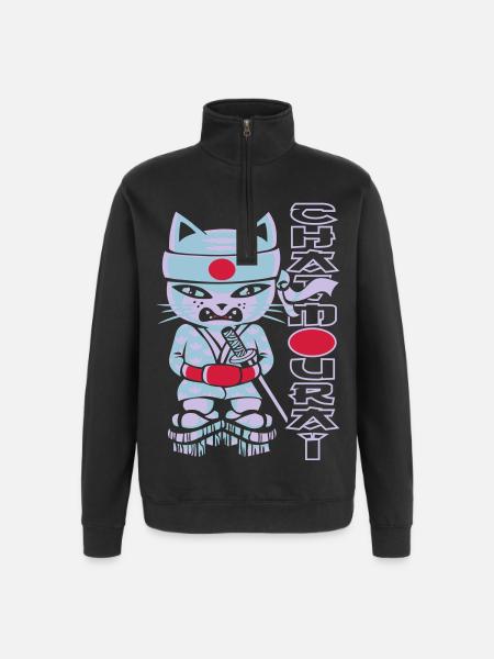 Chat mouraï flex - Quarter-Zip Sweatshirt - black
