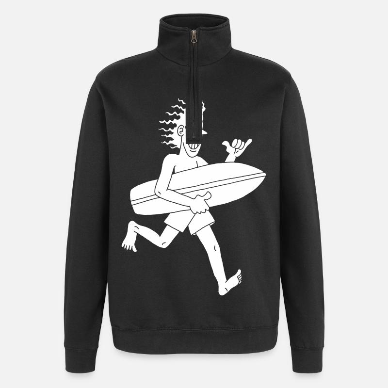 Surfeur impatient (blanc) - Sweat à zip 1/4 - noir