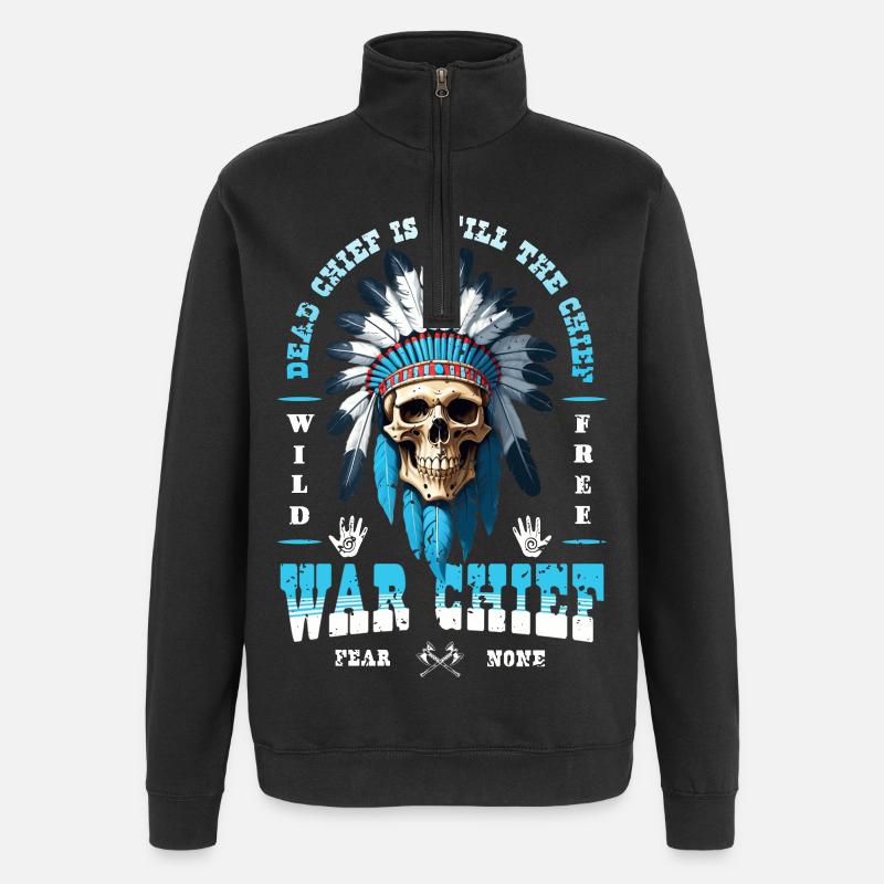 Crâne indien - Sweat à zip 1/4 - noir