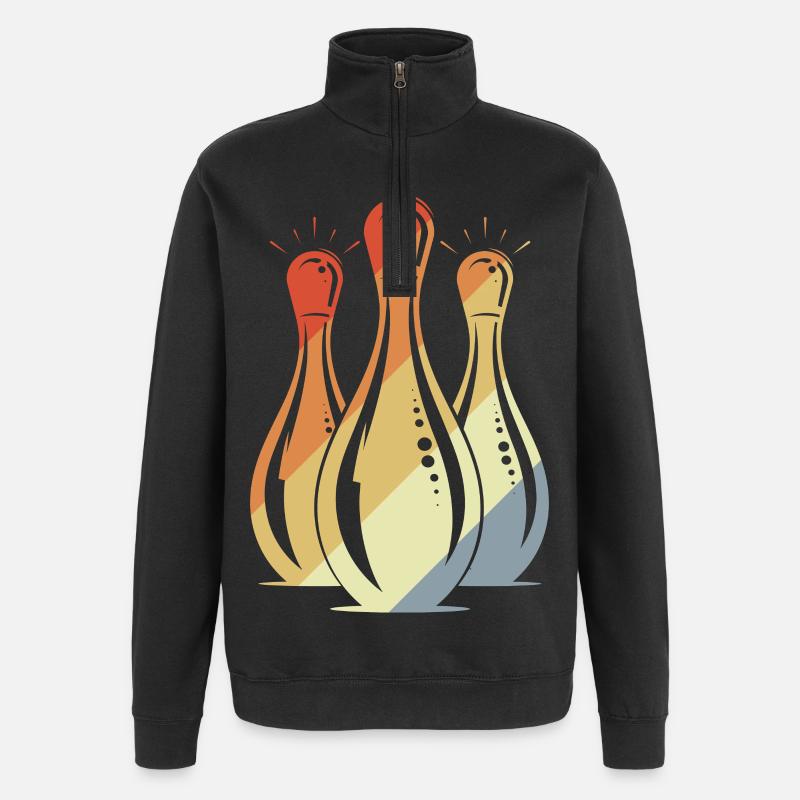 Bowling Graphic Retro Look - Quarter-Zip Sweatshirt - black