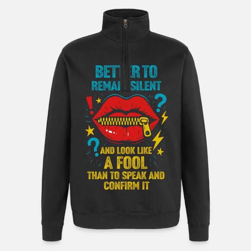 T-shirt à message graphique audacieux - Sweat à zip 1/4 - noir