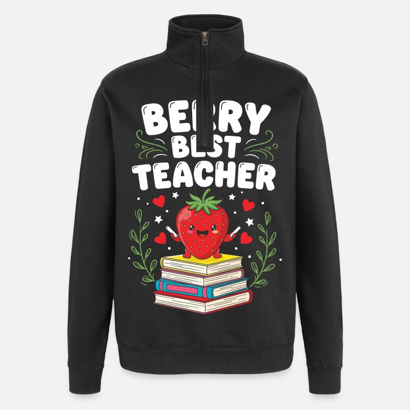 Berry Best Teacher Elementary Teacher - Quarter-Zip Sweatshirt - black