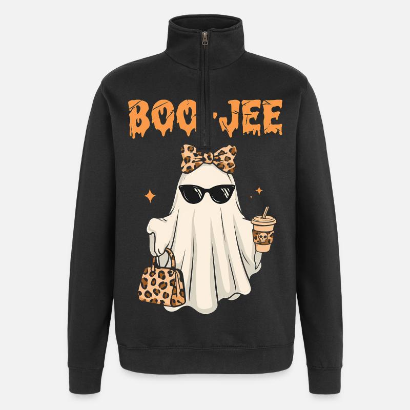 Rosa Geist Halloween Süß Kinder Geschenk - Quarter-Zip-Sweatshirt - Schwarz
