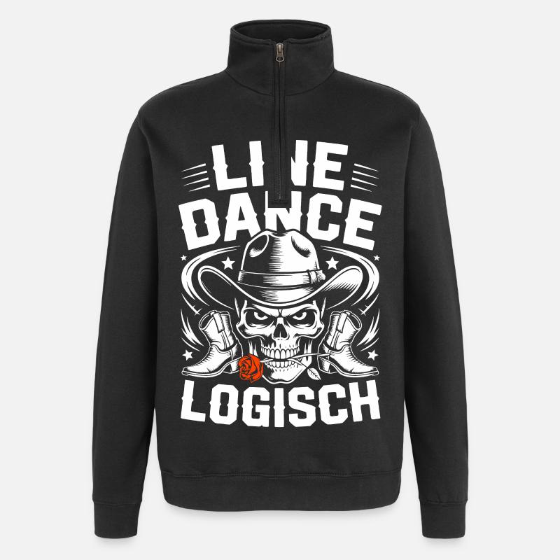 Line Dance Logical Skull - Quarter-Zip Sweatshirt - black