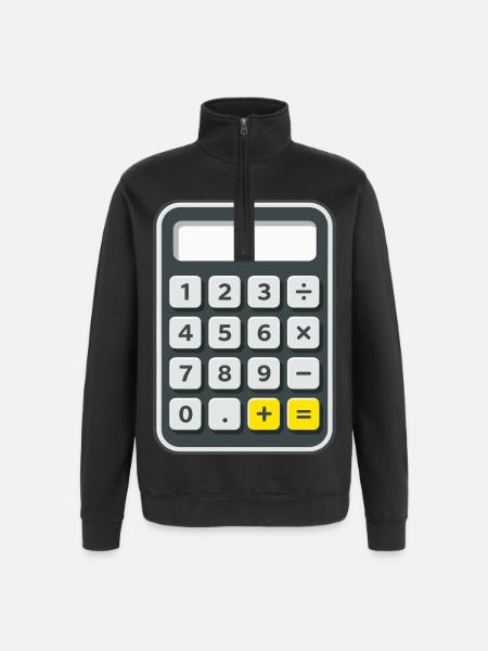 Taschenrechner Kostüm Karneval Fasching Nerd - Quarter-Zip-Sweatshirt - Schwarz