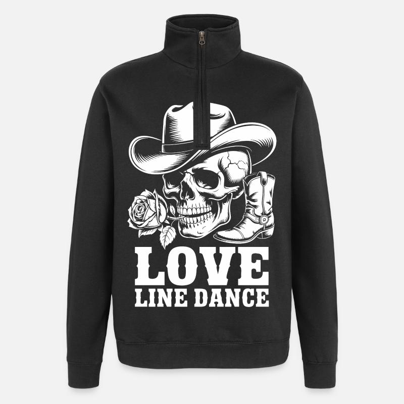 Skelett Cowboy Line Dance - Quarter-Zip-Sweatshirt - Schwarz