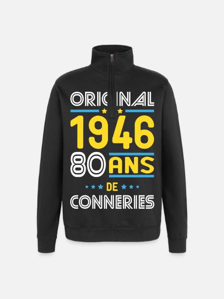 Original – 1946 – 80 Jahre - Quarter-Zip-Sweatshirt - Schwarz