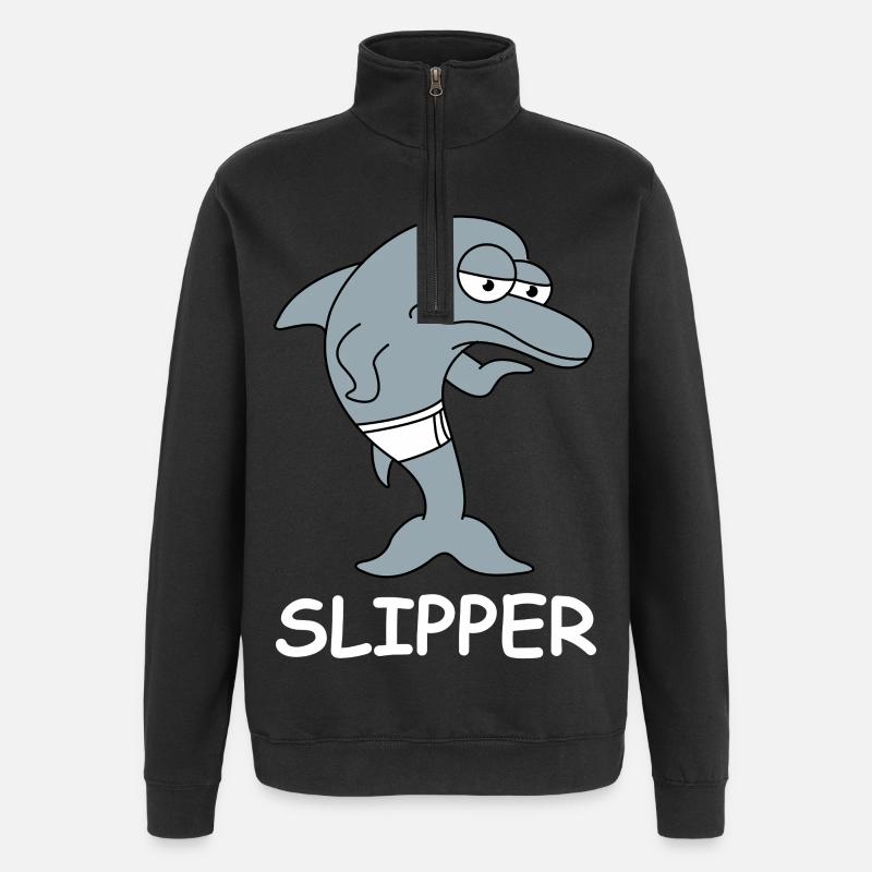 Dauphin Pantoufle en maillot de bain - Sweat à zip 1/4 - noir