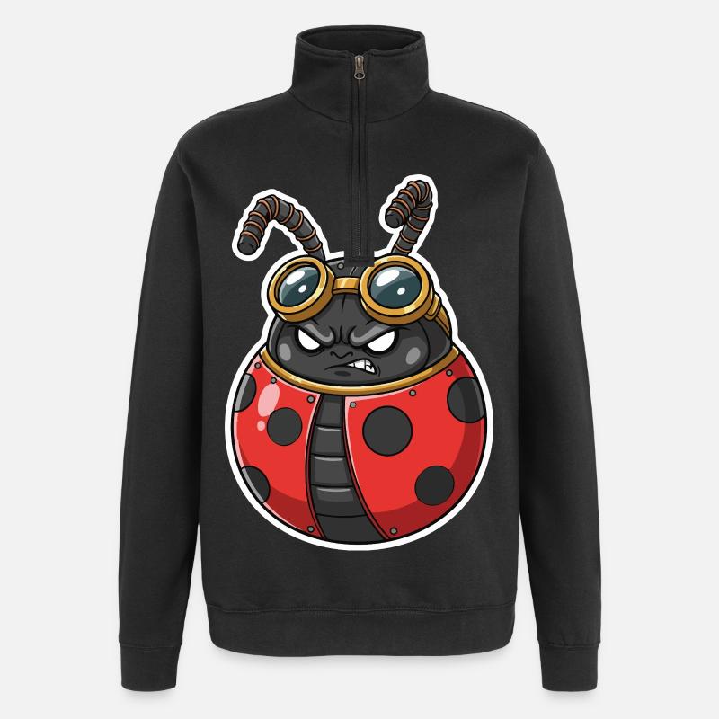 Steampunk Ladybug Rot und Chromrüstung - Quarter-Zip-Sweatshirt - Schwarz