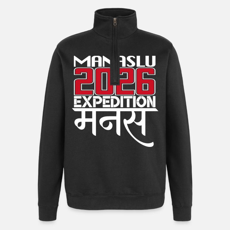 MANASLU - Sweat à zip 1/4 - noir