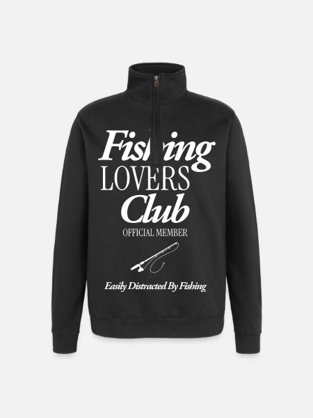Fishing Lovers Club - Quarter-Zip Sweatshirt - black