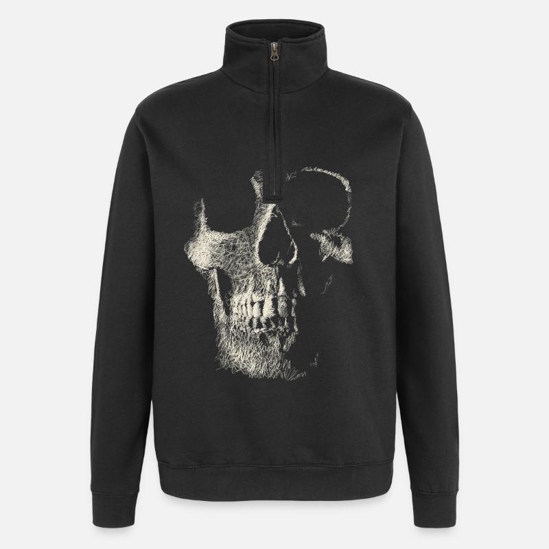 Skull - Sweat à zip 1/4 - noir