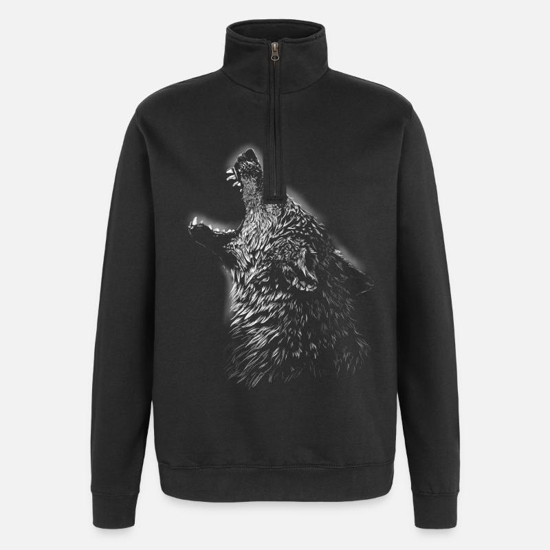 wolf - Quarter-Zip Sweatshirt - black