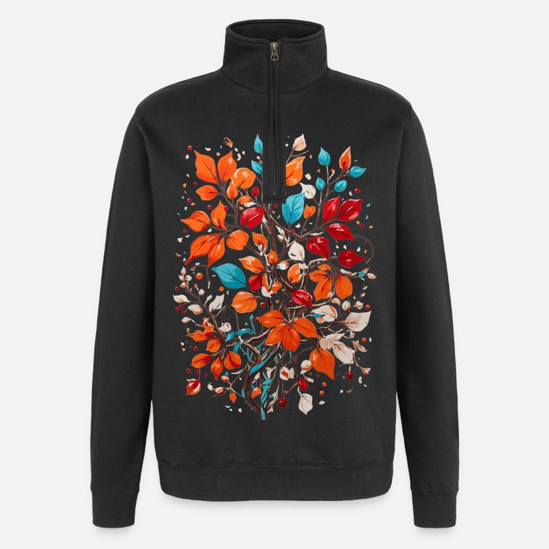 Flowers with nuts - Quarter-Zip Sweatshirt - black