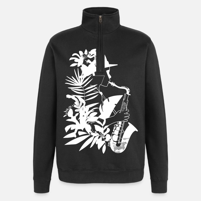 Female Saxophonist Comic Look - Quarter-Zip Sweatshirt - black