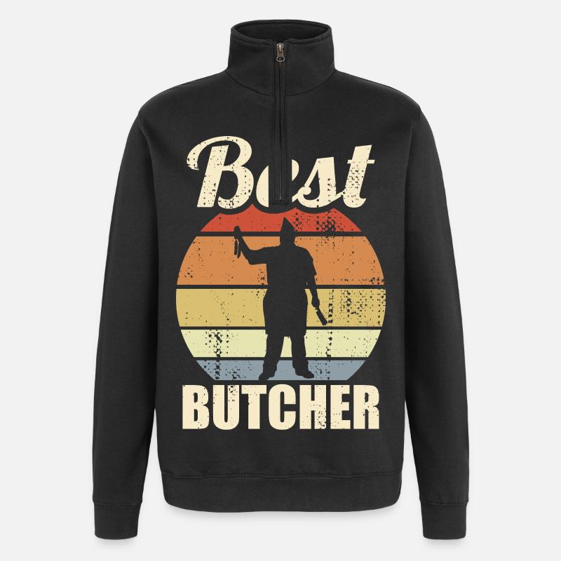 Lustiger Metzger - Quarter-Zip-Sweatshirt - Schwarz