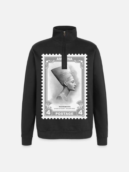 Nefertiti Stamp - Quarter-Zip Sweatshirt - black