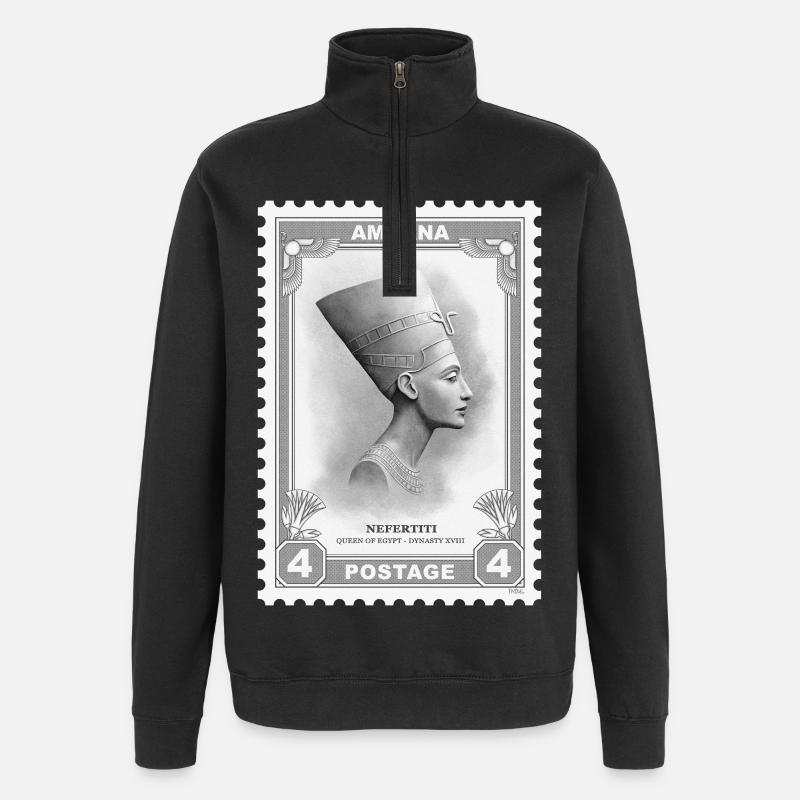 Timbre Néfertiti - Sweat à zip 1/4 - noir