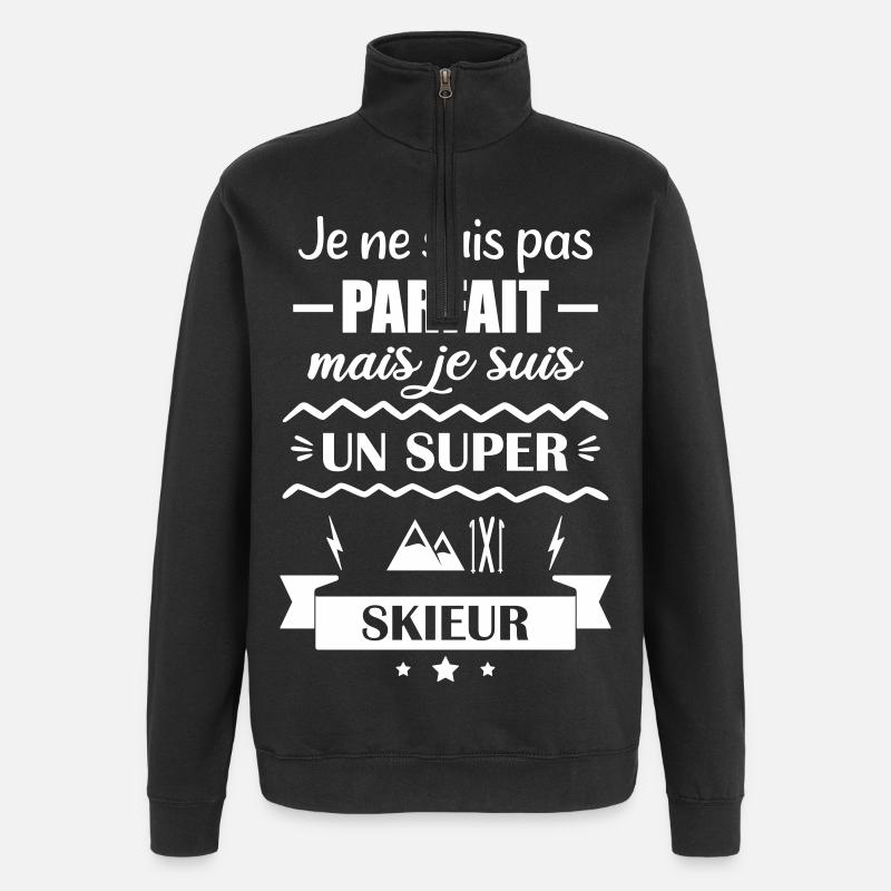 Super Skier Winter Mountain - Quarter-Zip Sweatshirt - black