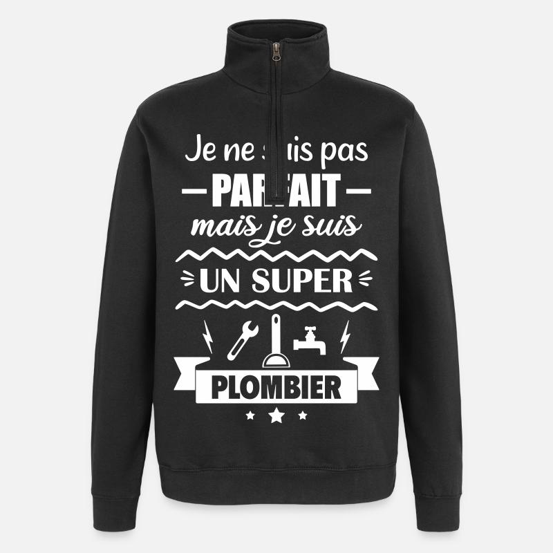 Not perfect but great plumber - Quarter-Zip Sweatshirt - black