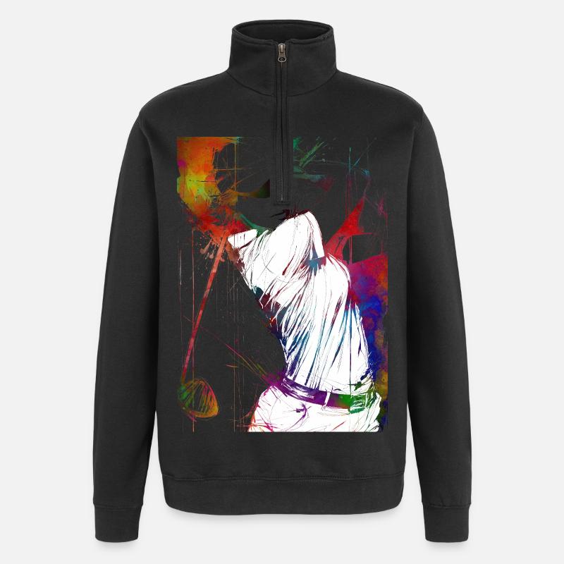 Joueur de golf #golf - Sweat à zip 1/4 - noir