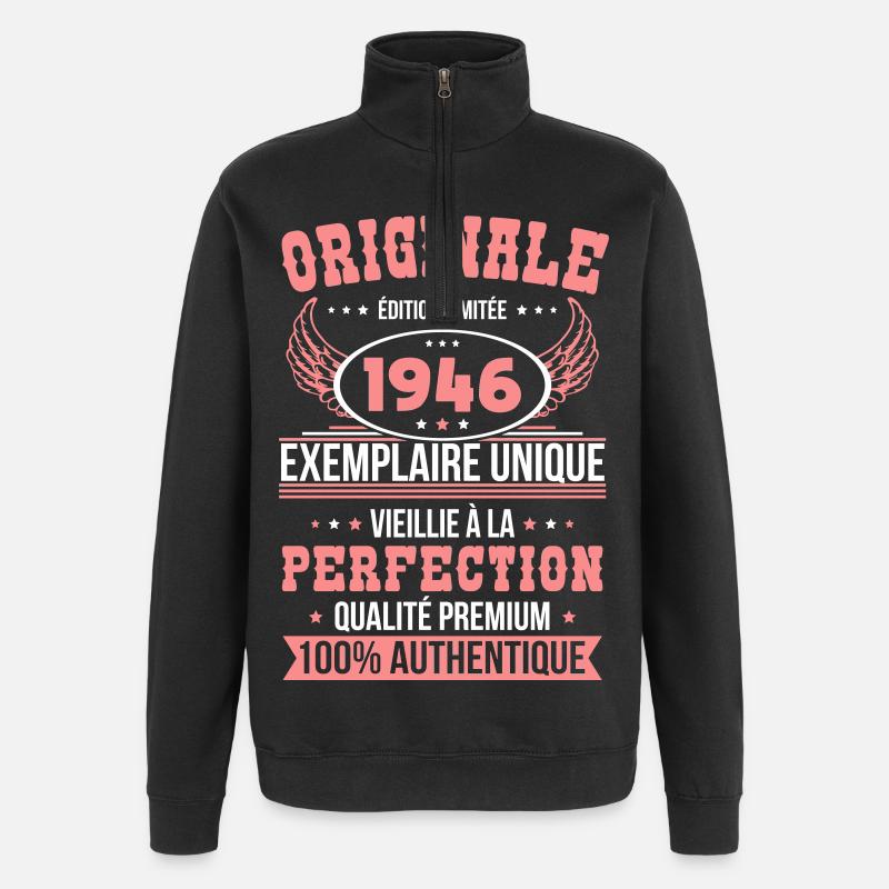 1946 – Exemplaire unique – Qualité premium - Sweat à zip 1/4 - noir