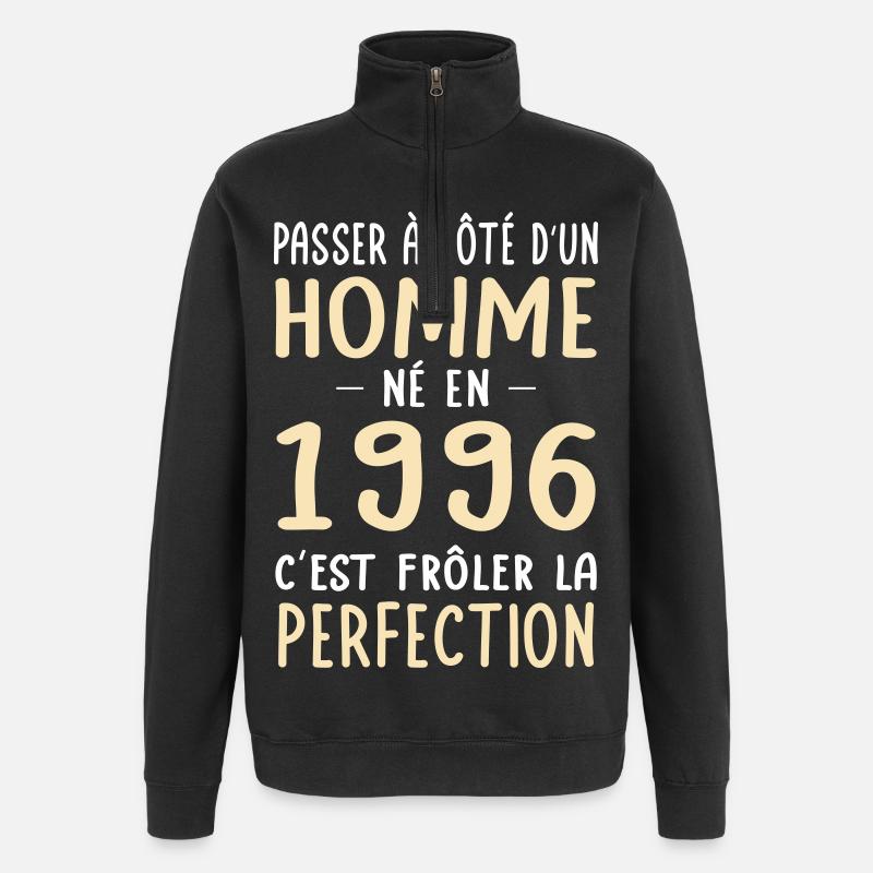 Né en 1996 – Frôler la perfection  - Sweat à zip 1/4 - noir