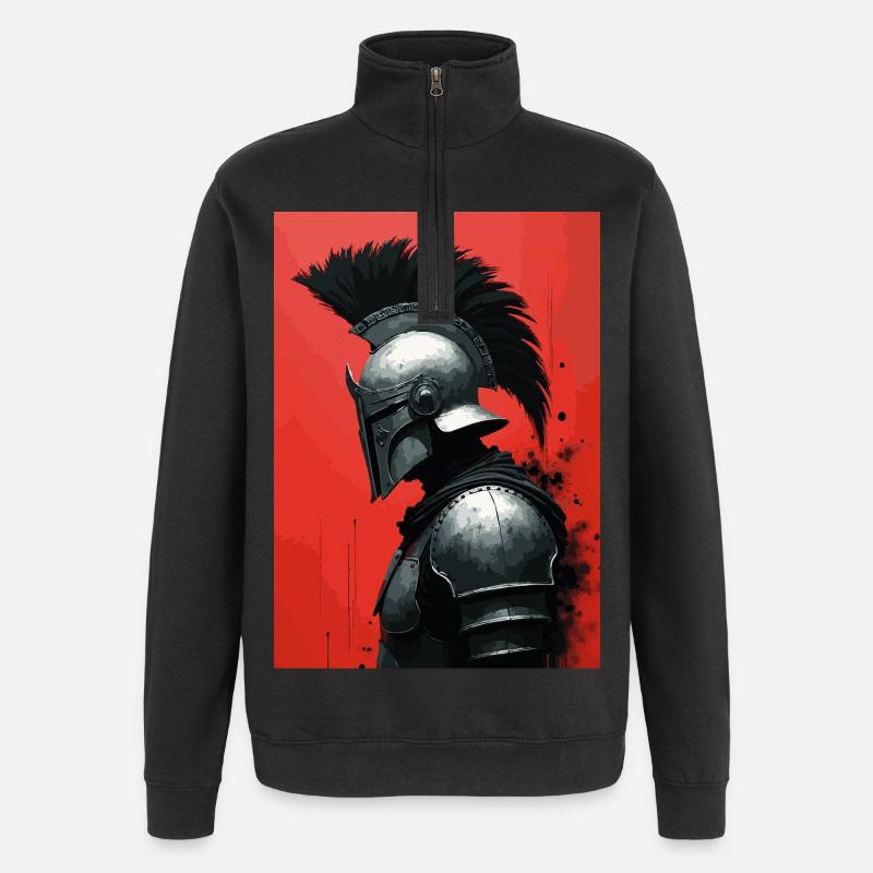 Spartanischer Krieger Rot - Quarter-Zip-Sweatshirt - Schwarz