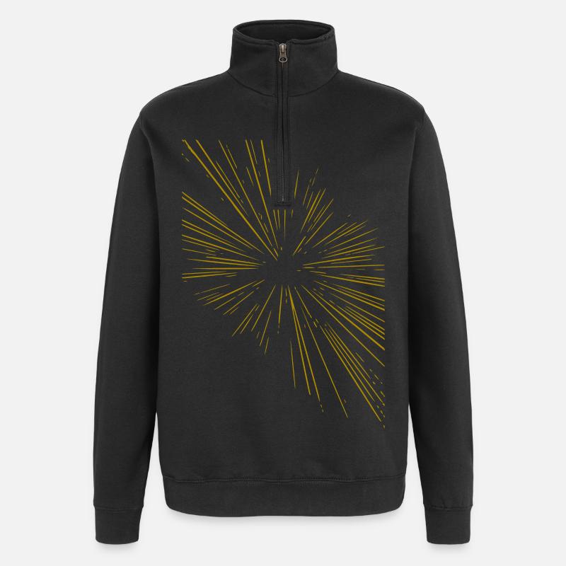 Abstract rays / gold / pattern / line - Quarter-Zip Sweatshirt - black
