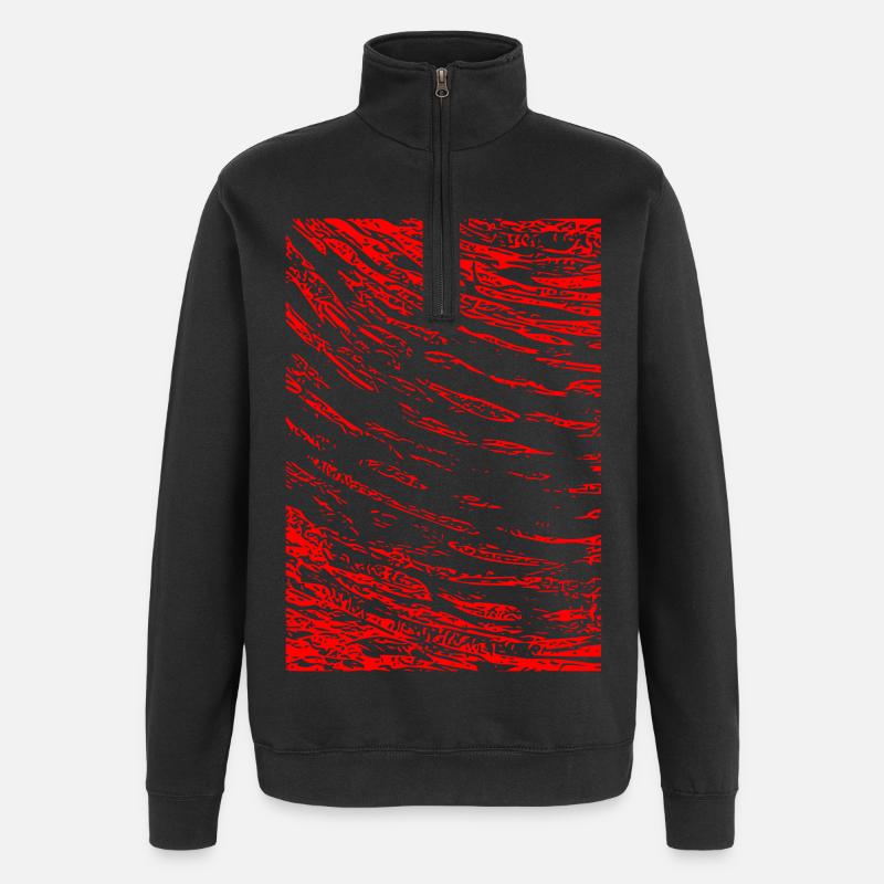 Abstraktes Bild / rot / Muster / Linie - Quarter-Zip-Sweatshirt - Schwarz