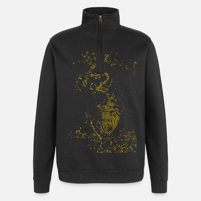 Goldenes Ammoniten-Muster - Quarter-Zip-Sweatshirt - Schwarz