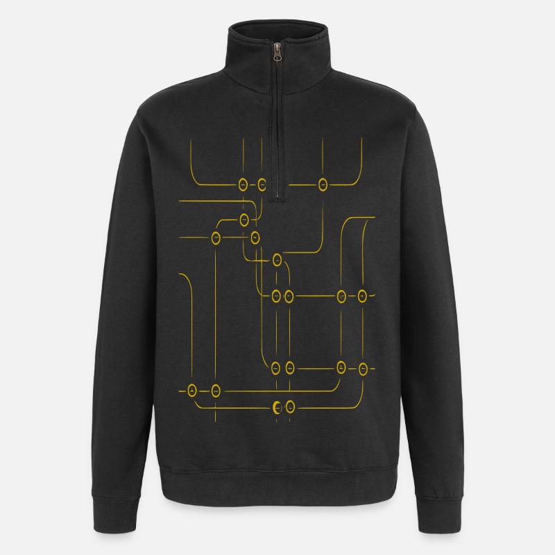 Schaltkreislinien Muster - Quarter-Zip-Sweatshirt - Schwarz