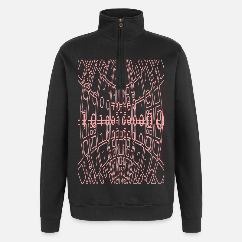 Binary Code Abstract (pink) - Quarter-Zip Sweatshirt - black