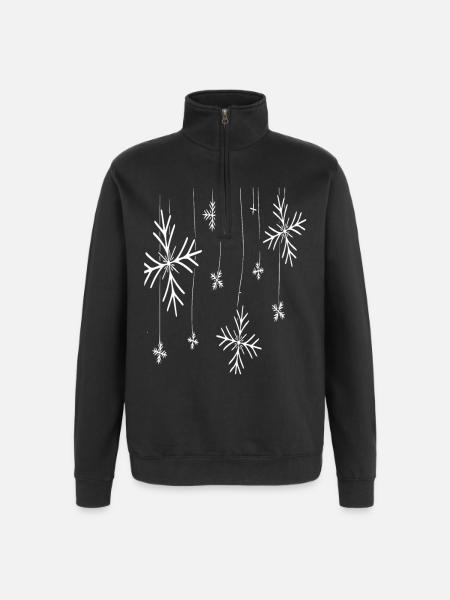 Hängende Schneeflocken Muster - Quarter-Zip-Sweatshirt - Schwarz