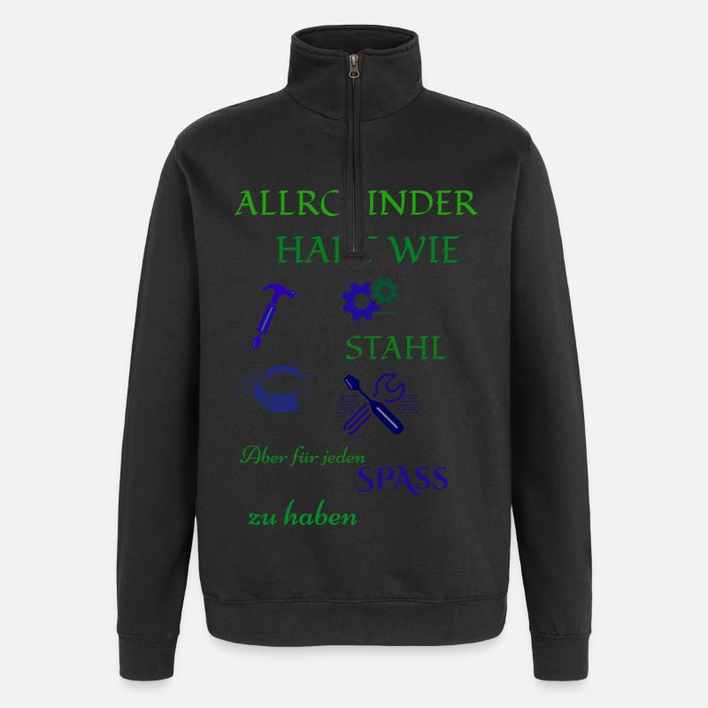 Handwerker Kaffee und Bier - Quarter-Zip-Sweatshirt - Schwarz